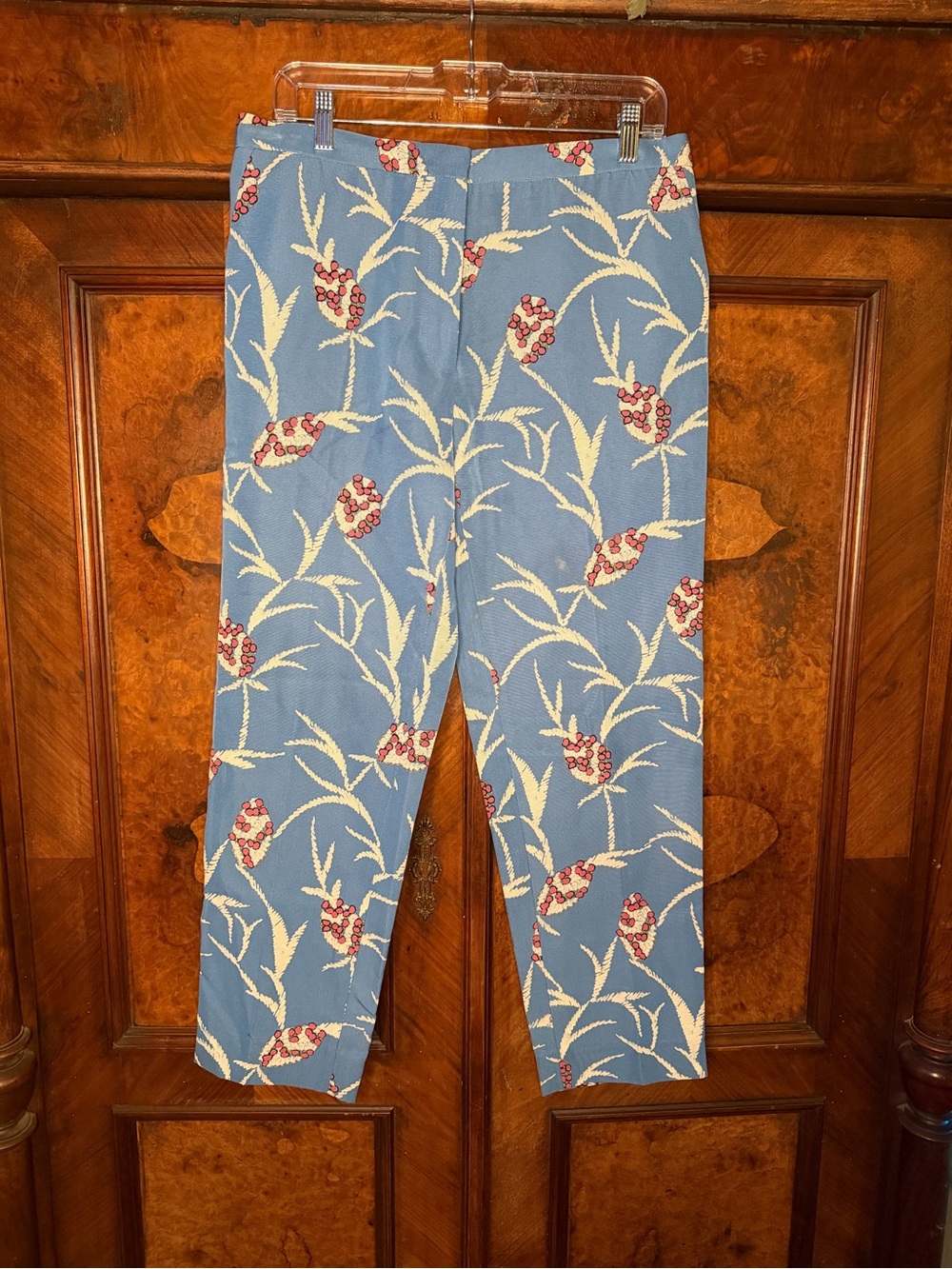 MARNI Blue Floral Print Trousers -Cotton Viscose Blend - Fits Size 8 (32” Waist)